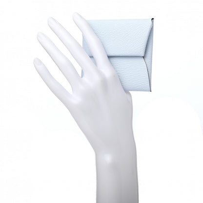 Hermes Chevre Mysore Bastia Verso Coin Purse Bleu Brume Brique 2 of 7