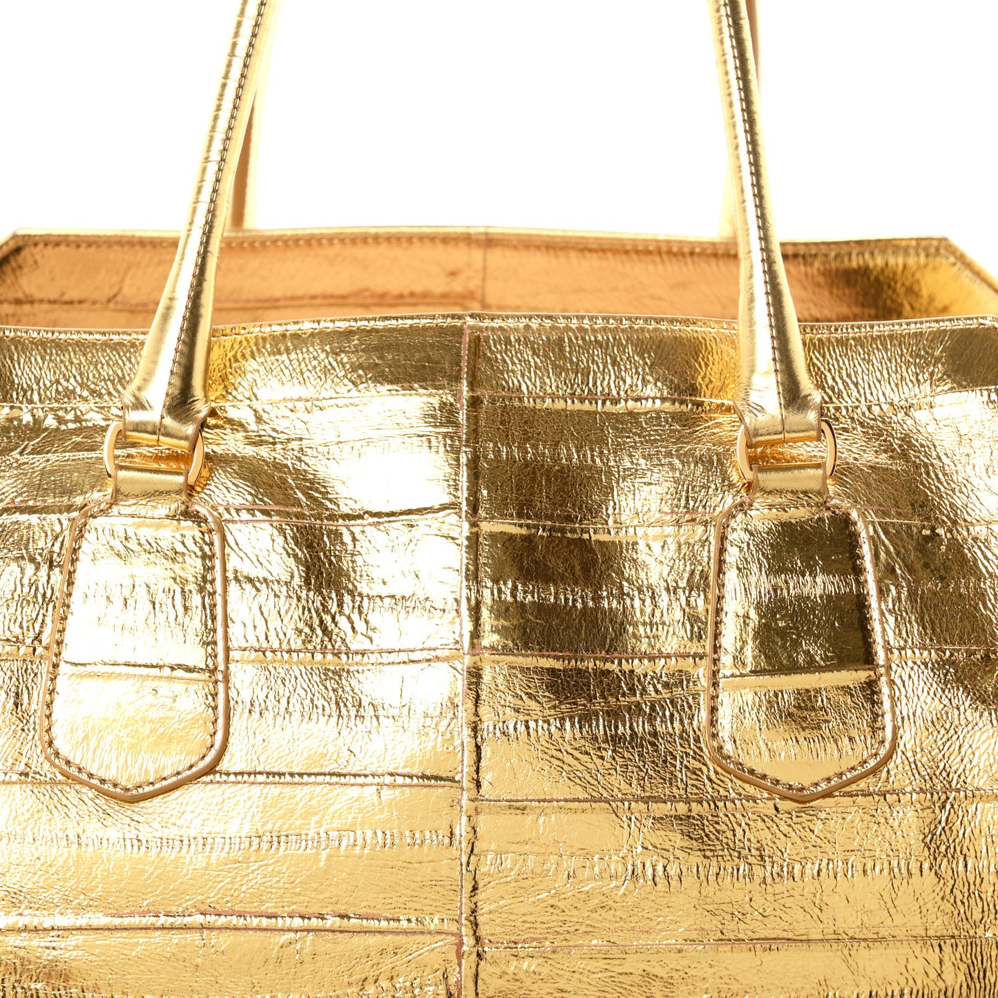 Metallic Calfskin Geo Margaux Bag Gold