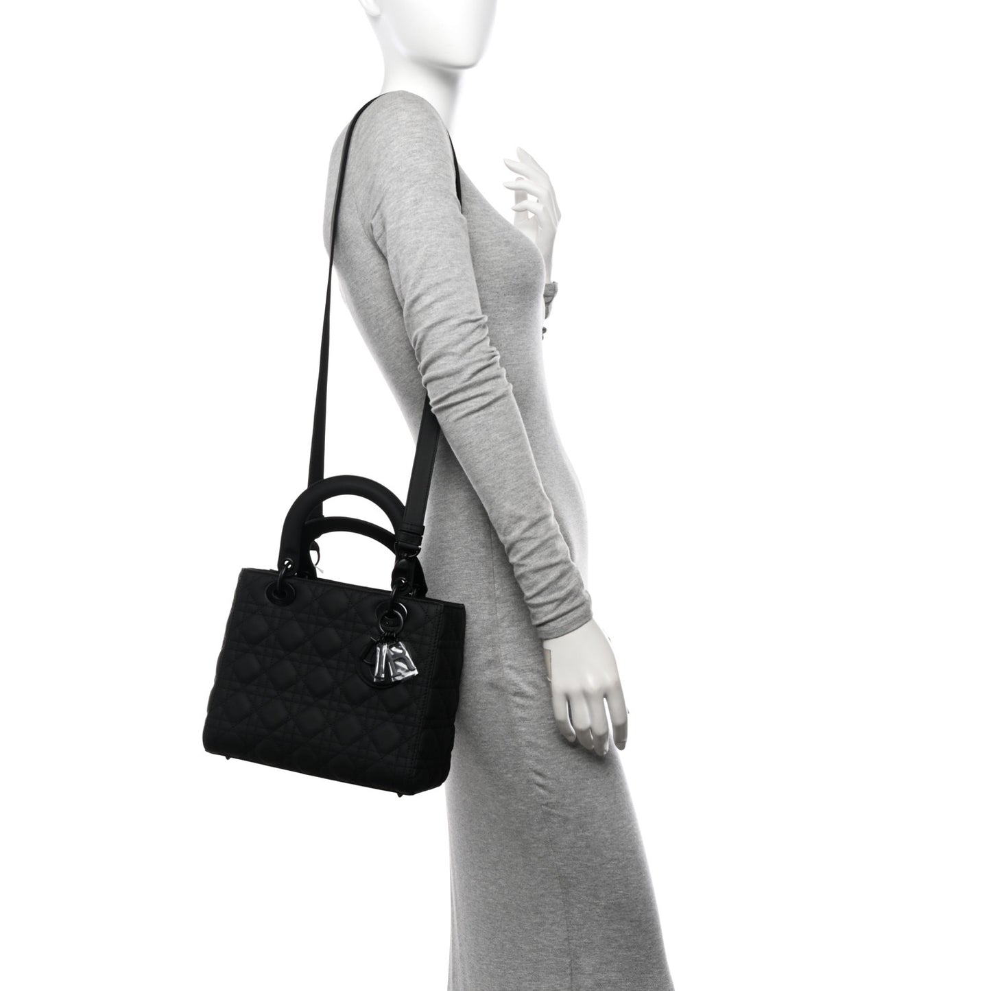 Ultra Matte Calfskin Cannage Medium Lady Dior Black