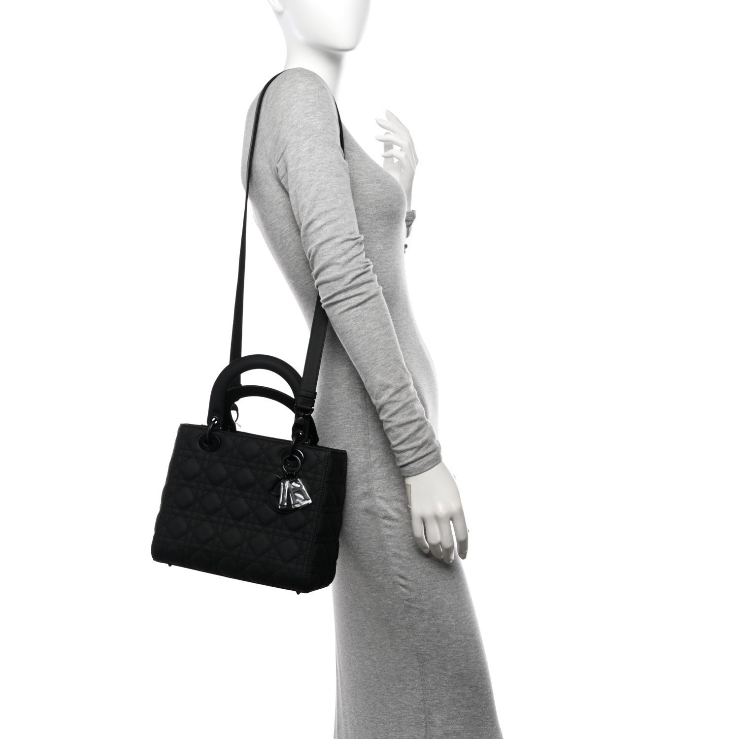 Christian Dior Ultra Matte Calfskin Cannage Medium Lady Dior Black 2 of 10