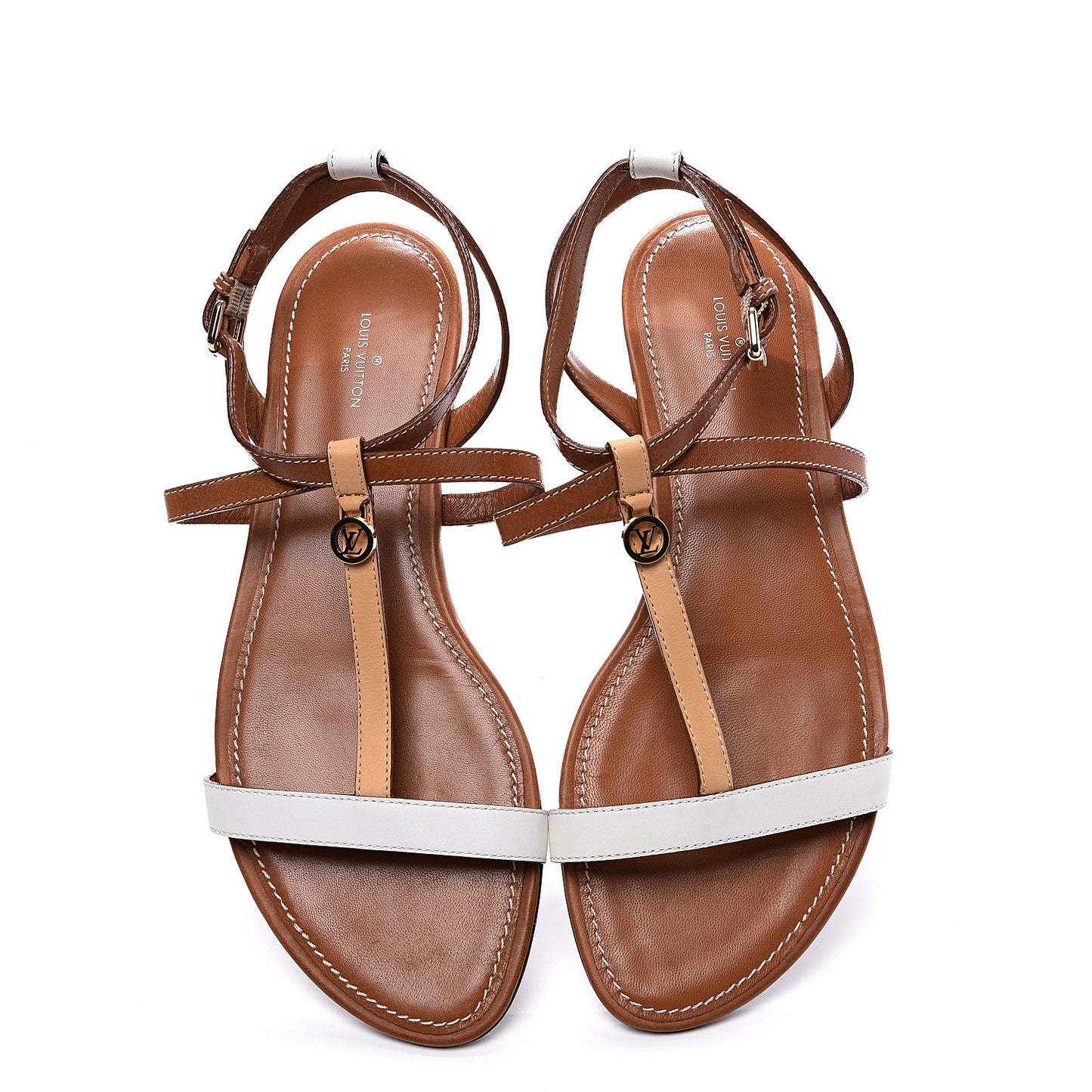 Calfskin Farenheit Flat Sandals 40 Ecru