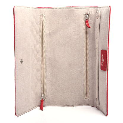 Chanel Lambskin Quilted Camellia Tri Fold Jewelry Case Red 5 of 7