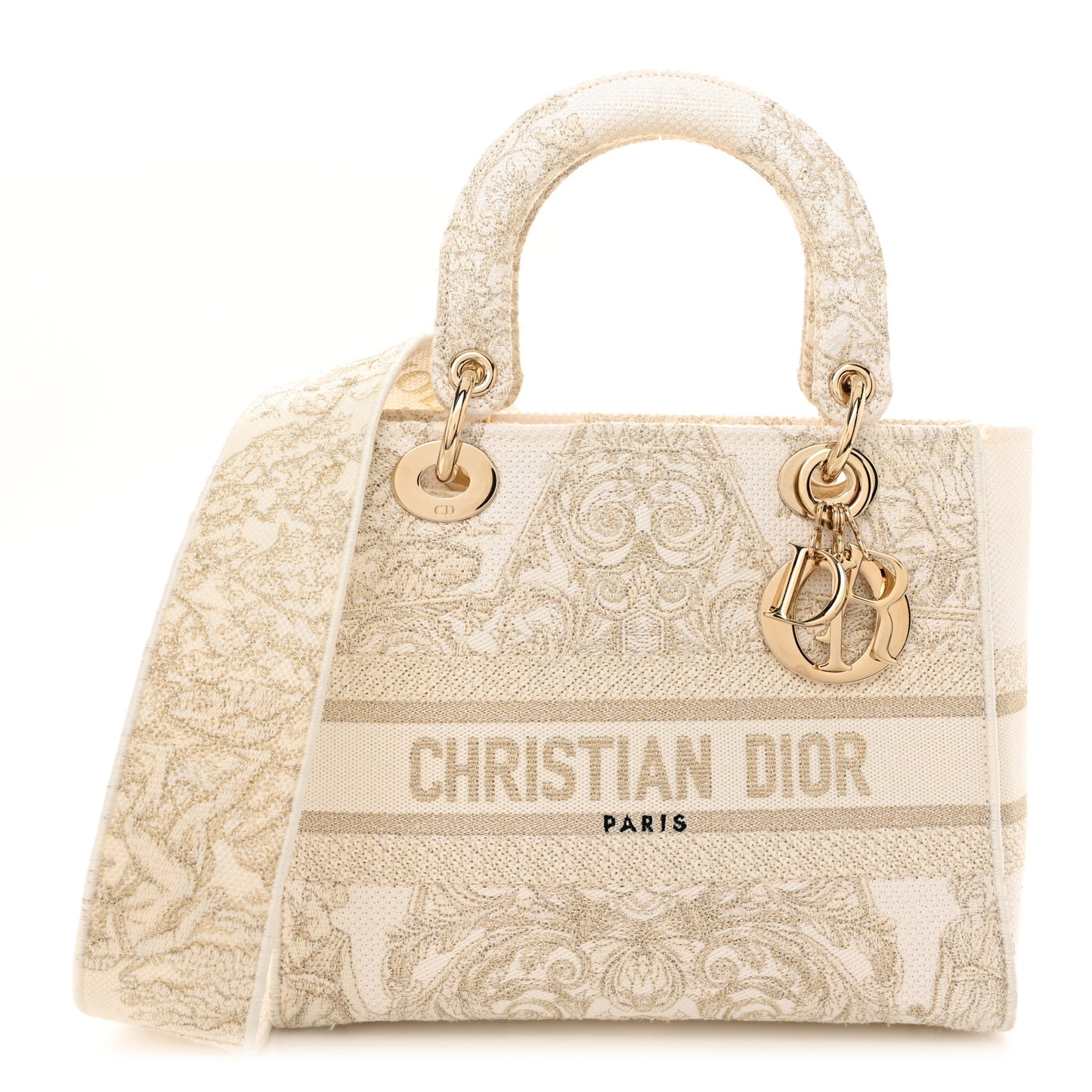 Canvas Around The World Stella Embroidered Medium Lady D-Lite White Gold