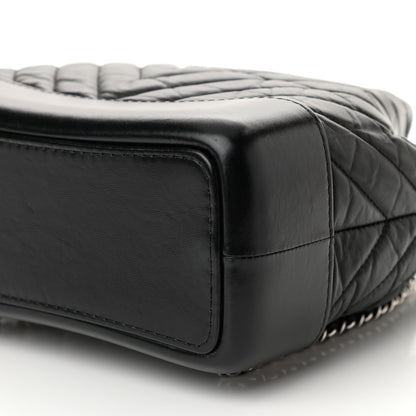 Chanel Aged Calfskin Chevron Quilted Small Gabrielle Backpack Black 11 of 12