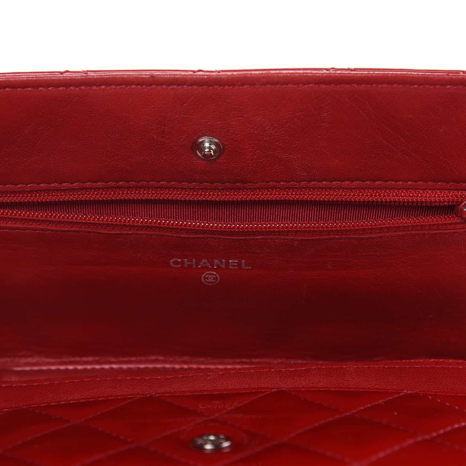 Chanel Patent Quilted Wallet On Chain WOC Red 15 of 19