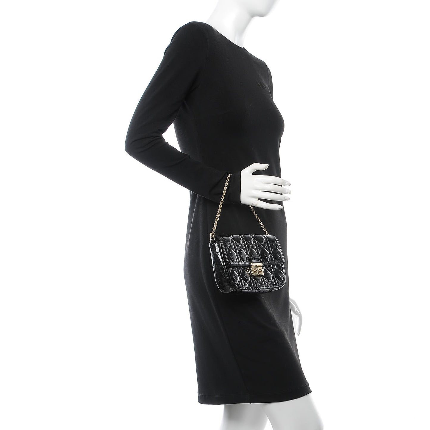 Patent Cannage Miss Dior Promenade Pouch Black
