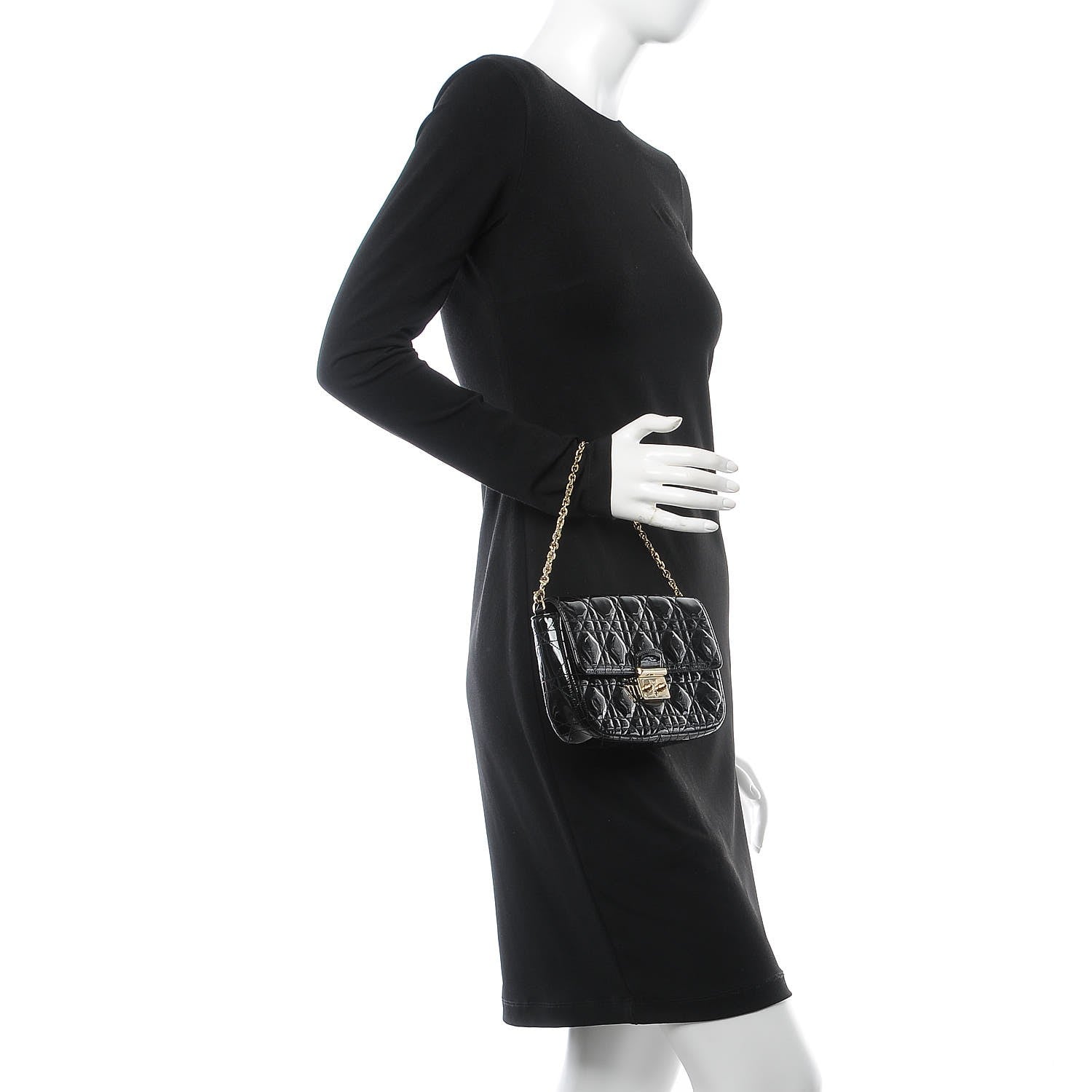 Christian Dior Patent Cannage Miss Dior Promenade Pouch Black 3 of 8