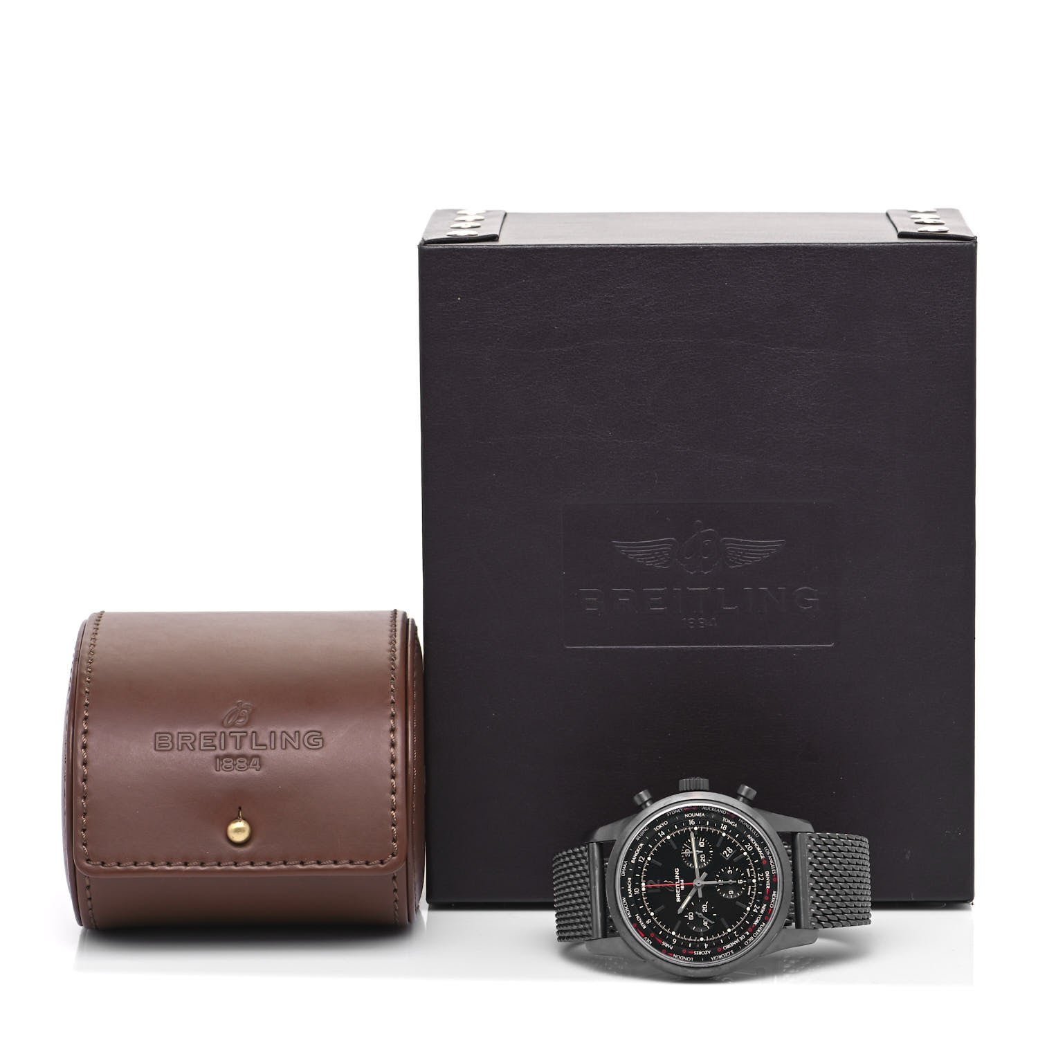 Breitling PVD Stainless Steel 46mm Transocean Unitime Chronograph Automatic Watch Black MB0510 3 of 5