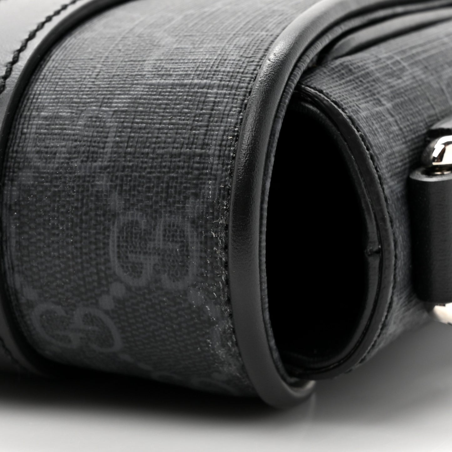 GG Supreme Monogram Textured Dollar Calfskin Retro Interlocking G Flap Messenger Bag Black