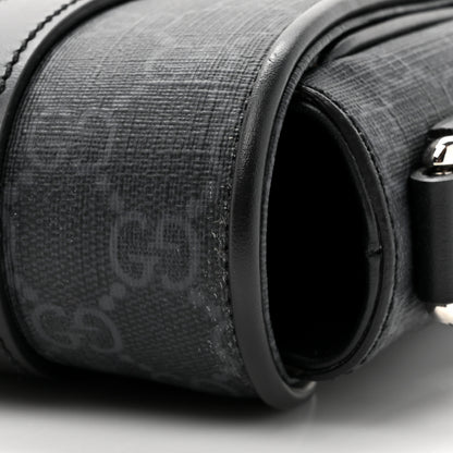 Gucci GG Supreme Monogram Textured Dollar Calfskin Retro Interlocking G Flap Messenger Bag Black 12 of 12
