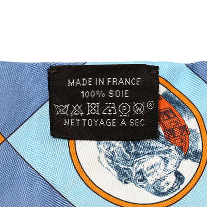 Hermes Silk Colliers Et Chiens Twilly Ciel Orange Gris Bleuete 4 of 6