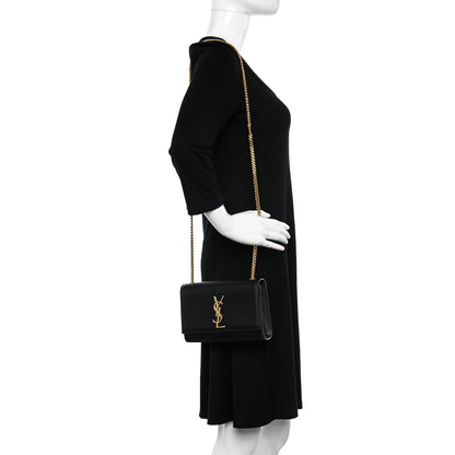 Saint Laurent Grain De Poudre Small Classic Monogram Kate Satchel Black 2 of 12