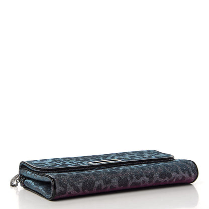 Christian Louboutin Lame Leopard Riviera Clutch Turquoise Violet 4 of 9