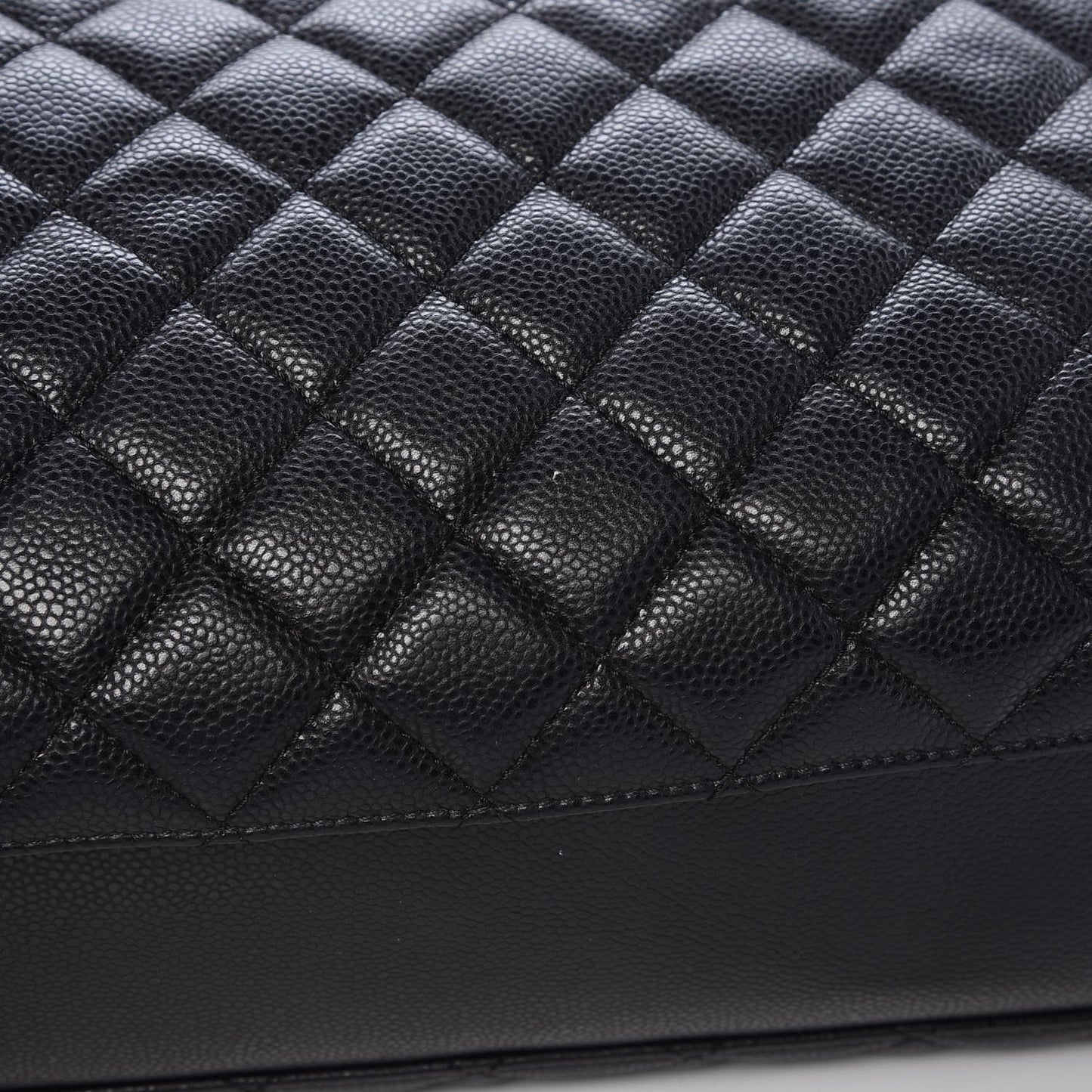 Caviar Quilted City Shopping Tote Black
