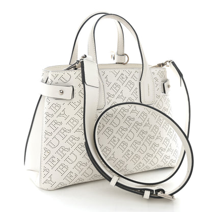 Burberry Calfskin Perforated Small Banner Tote Chalk White 3 of 13