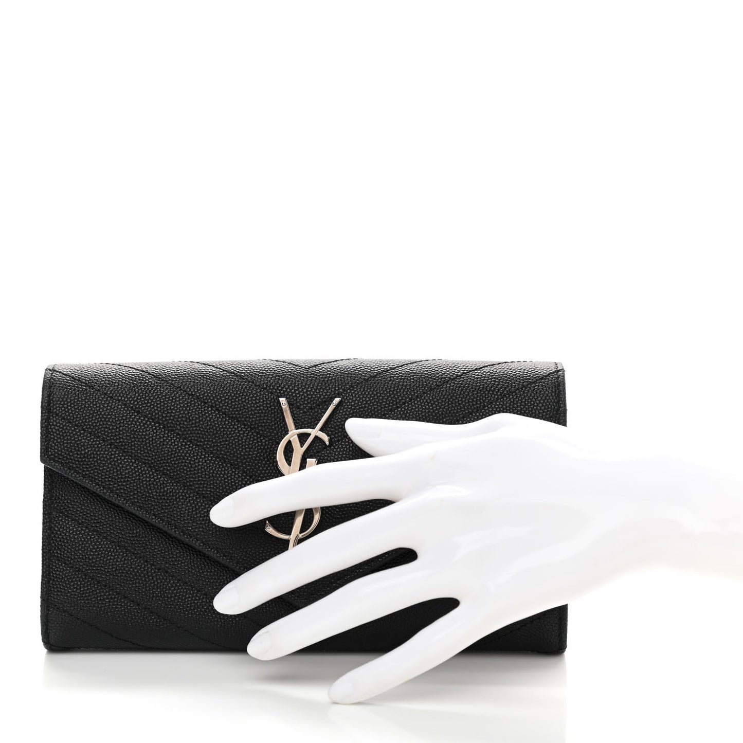 Grain De Poudre Matelasse Chevron Monogram Flap Wallet Black