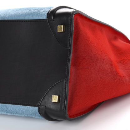 Celine Pony Hair Mini Tri-Color Luggage Glacier Red Black 7 of 18