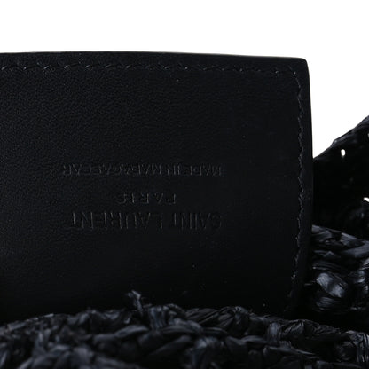 Saint Laurent Raffia Calfskin Oxalis Shoulder Bag Black 7 of 11