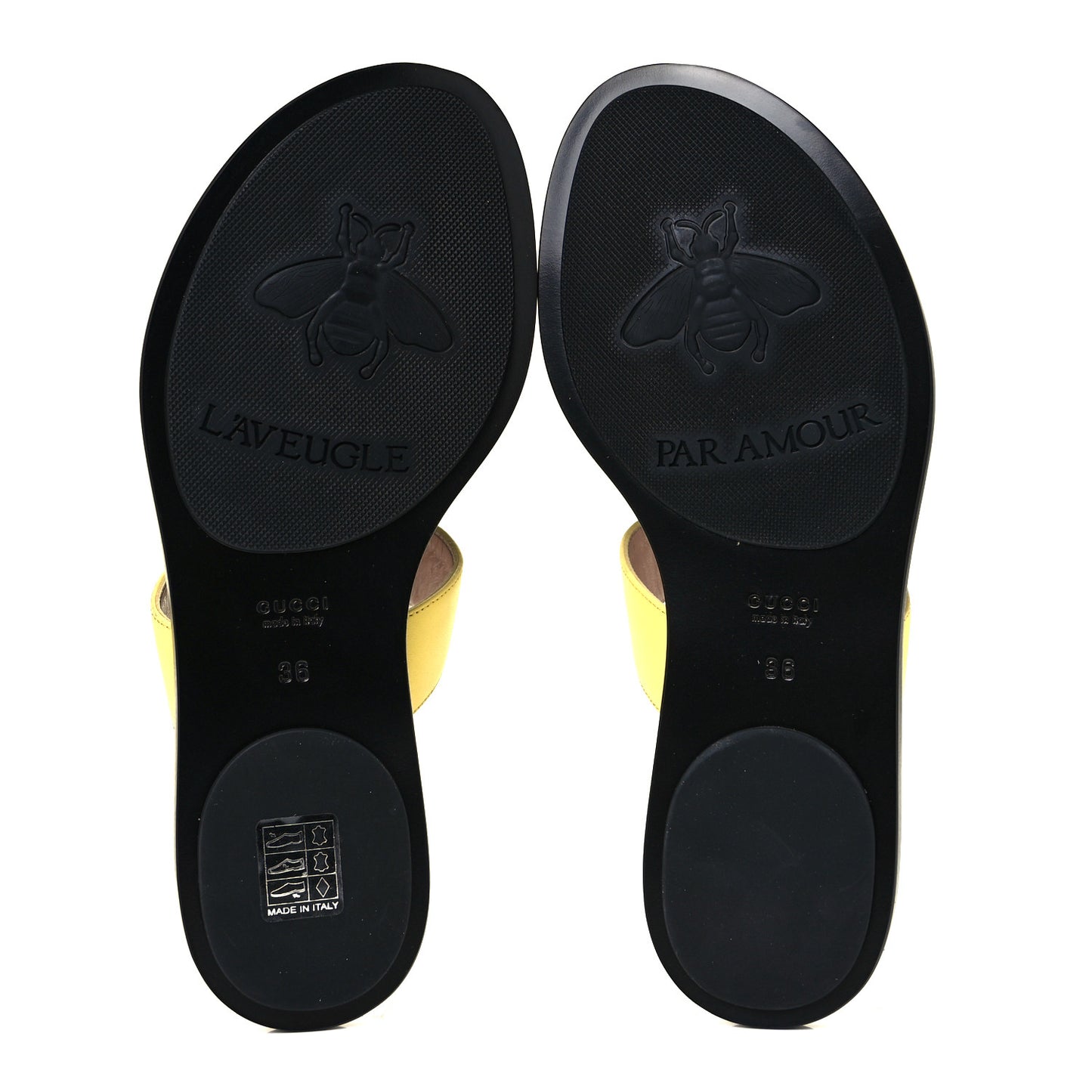 Calfskin GG Marmont Thong Sandals 36 Banana