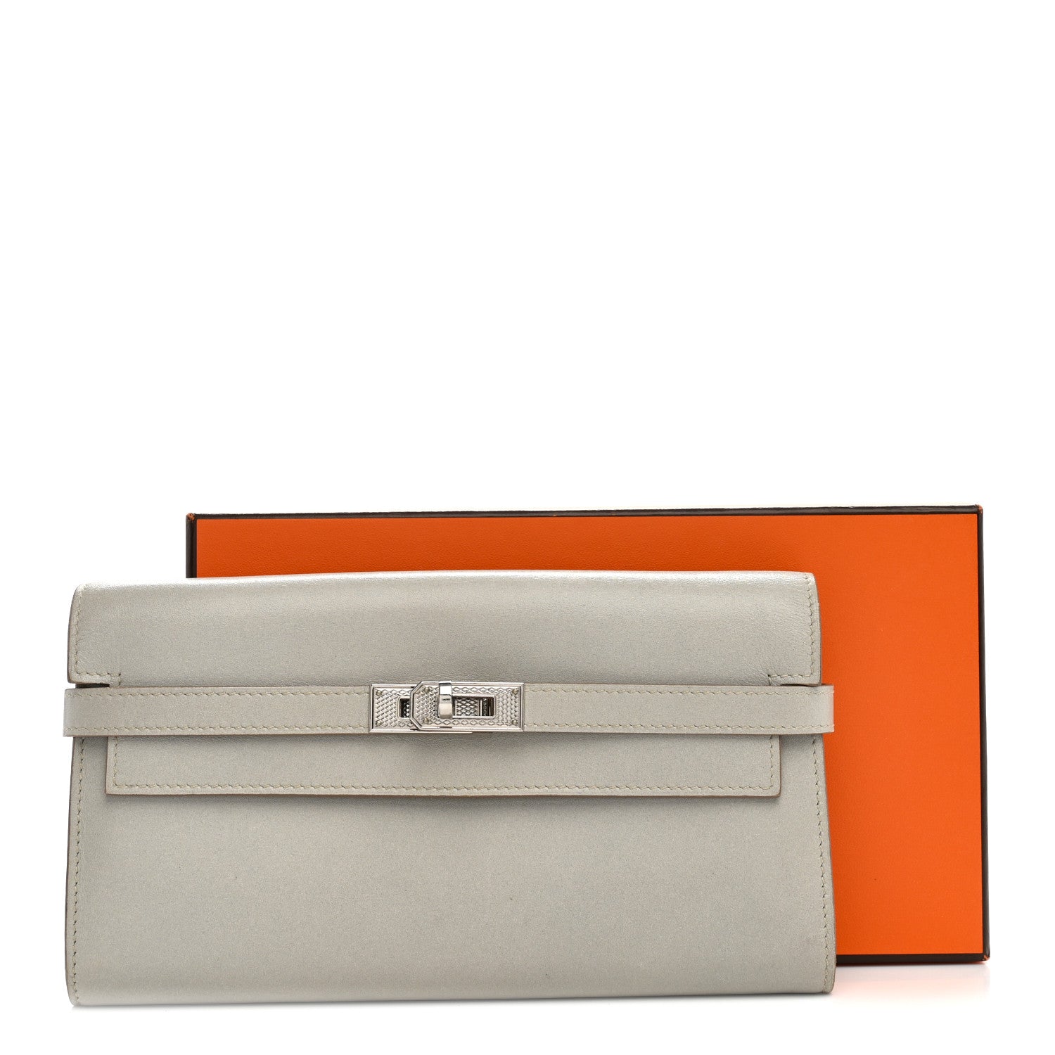 Hermes Box Guilloche Kelly Longue Wallet Gris Perle 12 of 12