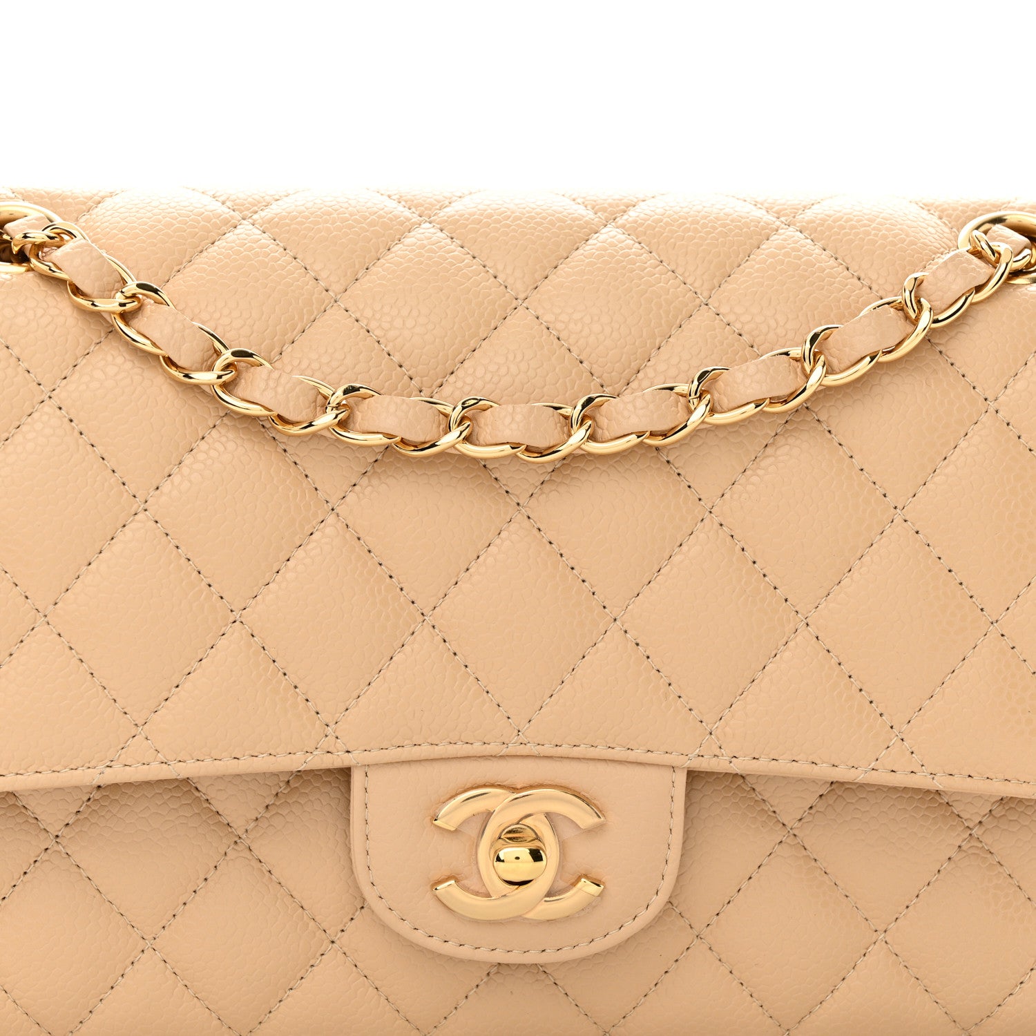 Chanel Caviar Quilted Medium Double Flap Beige 8 of 13