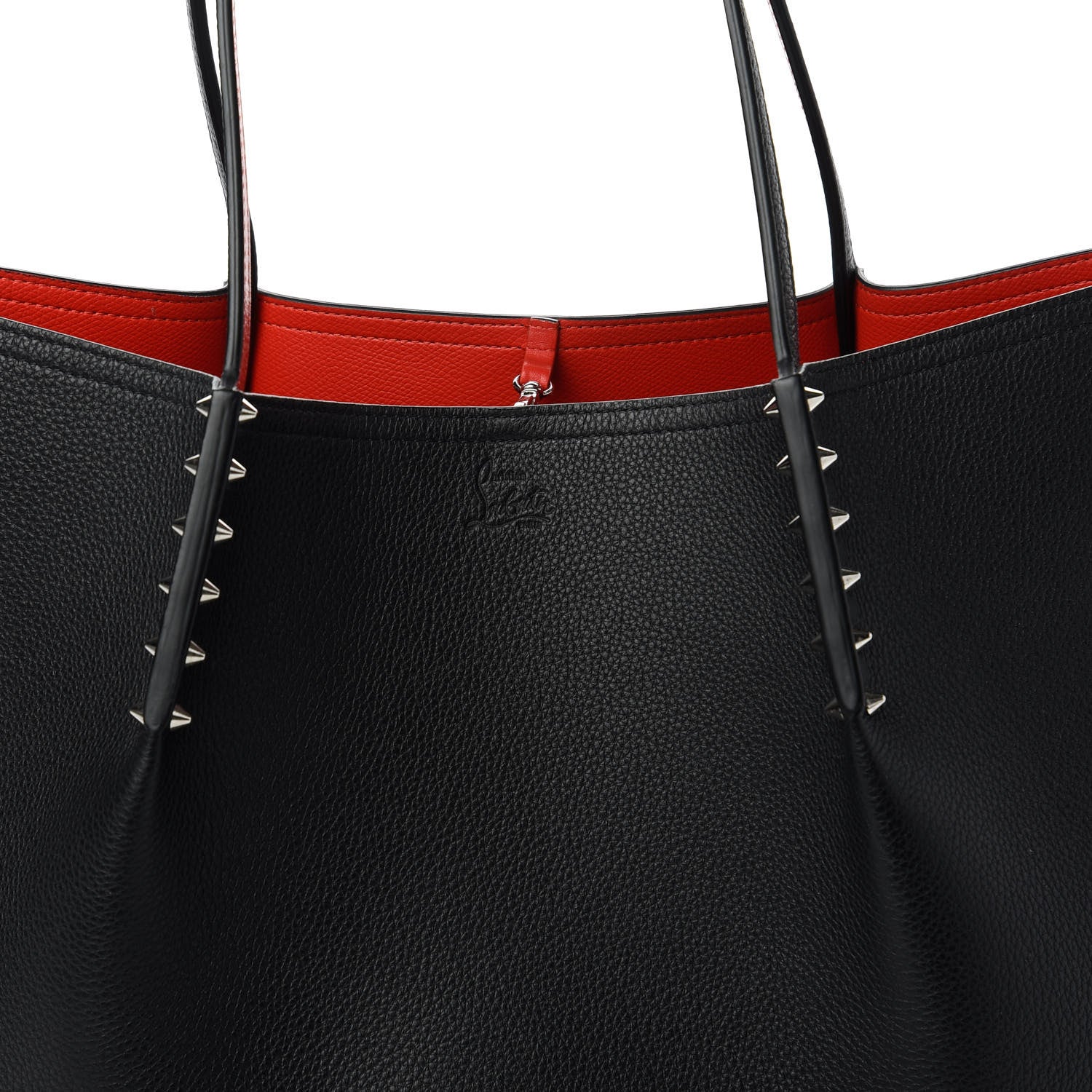 Christian Louboutin Calfskin Spiked Large Cabarock Shopper Tote Black 9 of 9