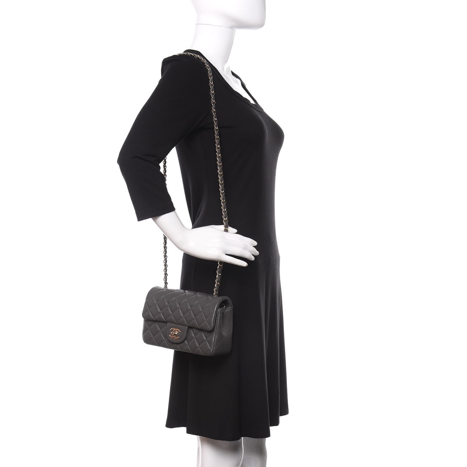 Chanel Lambskin Quilted Mini Rectangular Flap Grey 2 of 11