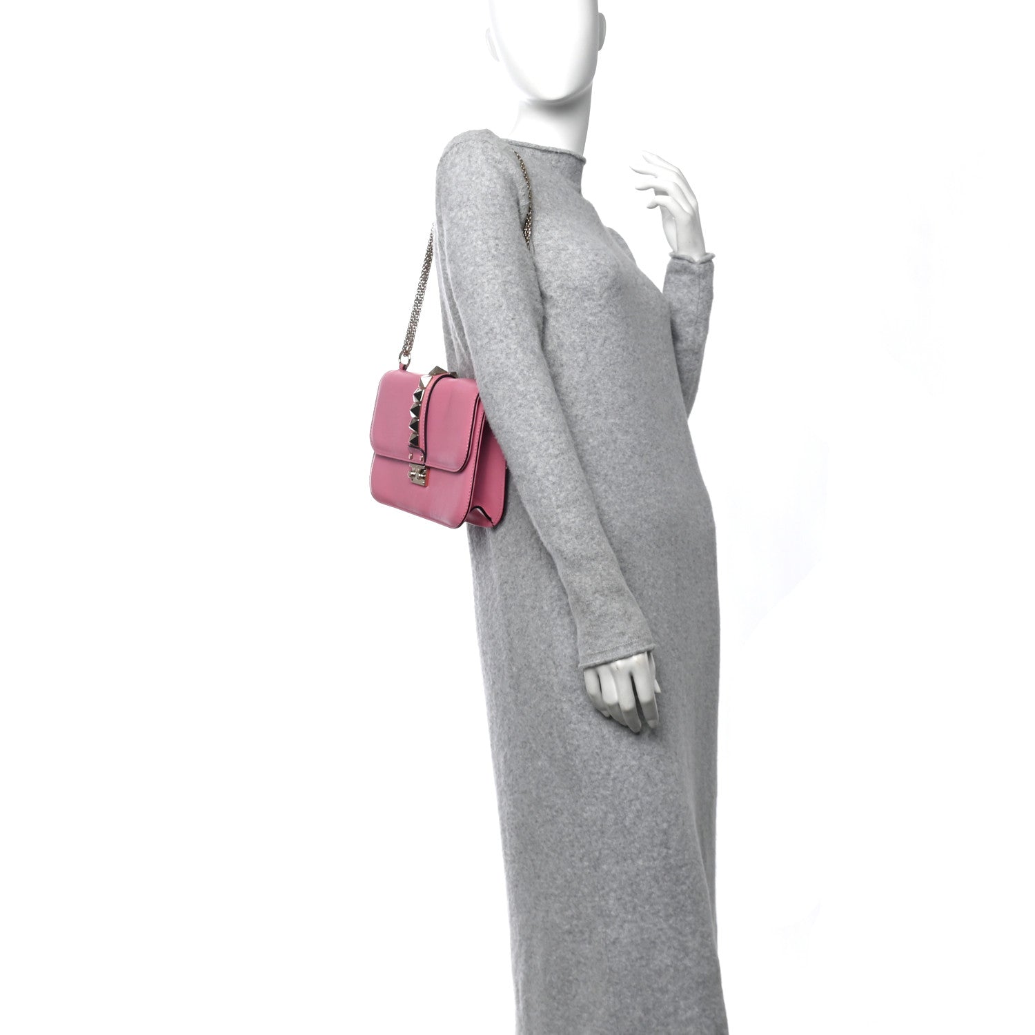 Valentino Garavani Vitello Medium Glam Lock Rockstud Flap Ninphea 2 of 9