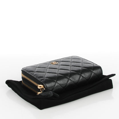 Chanel Caviar Quilted Large Gusset Double Zip Around Wallet Black 4 of 8