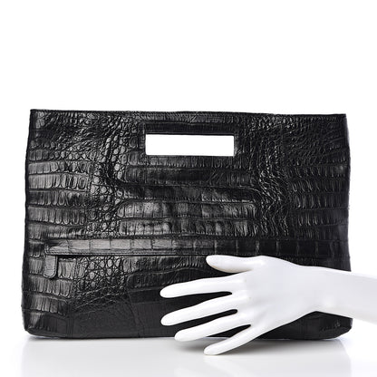Nancy Gonzalez Crocodile Envelope Convertible Clutch Black 2 of 7
