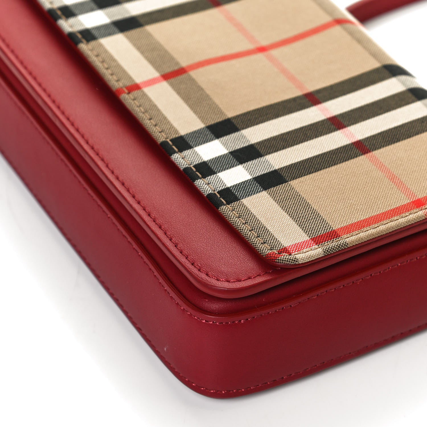 Burberry Calfskin Vintage Check Hayes Crossbody Parade Red 12 of 14
