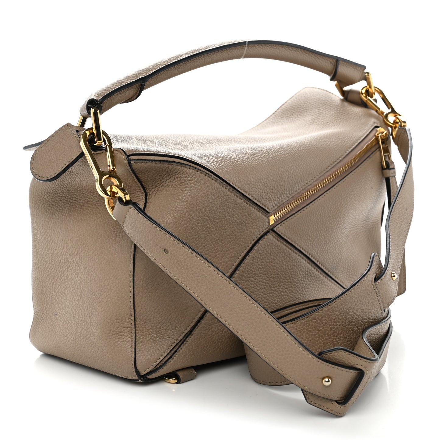 Grained Calfskin Medium Puzzle Bag Sand