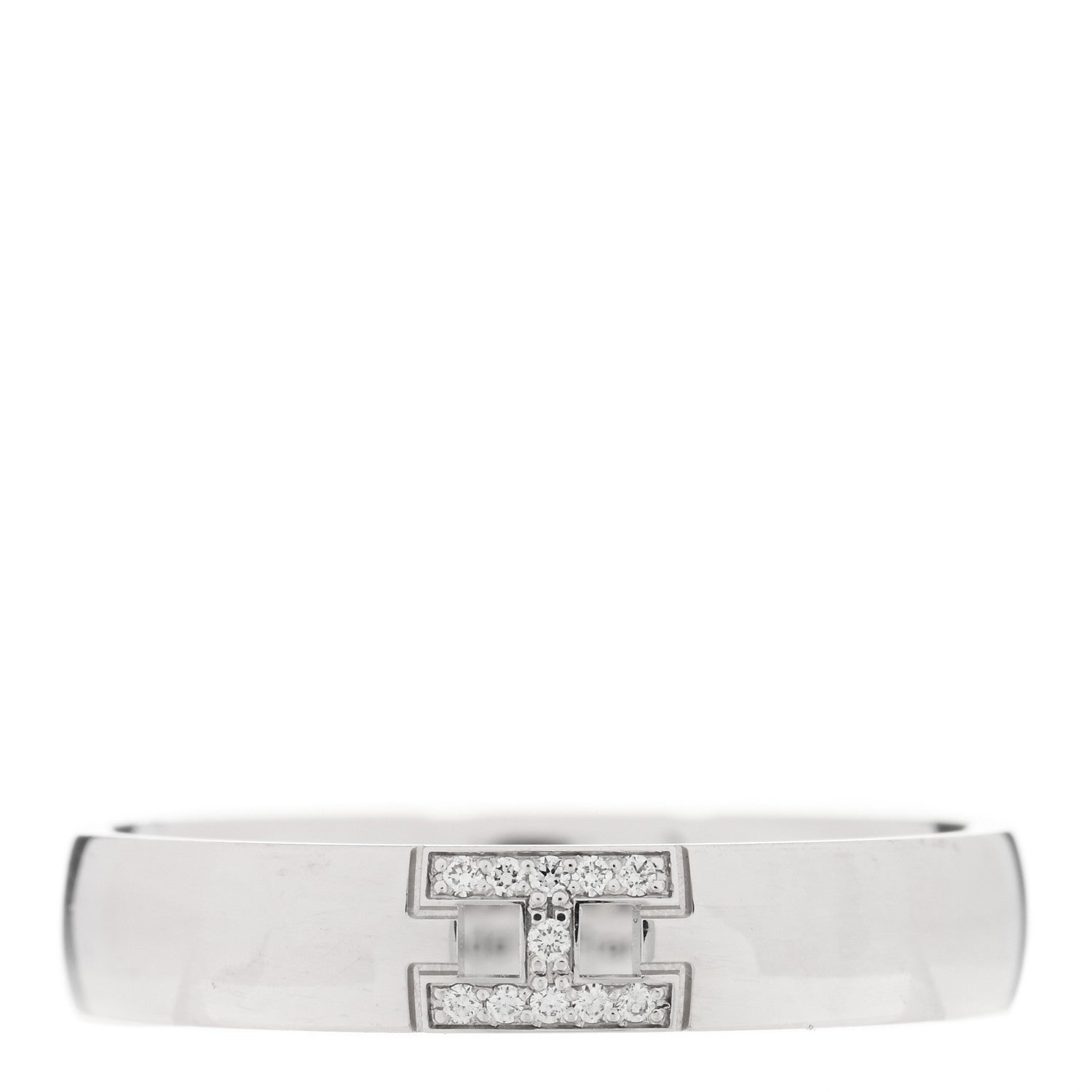 Hermes 18K White Gold Diamond Ever Herakles Wedding Band Ring 52 6 1 of 5