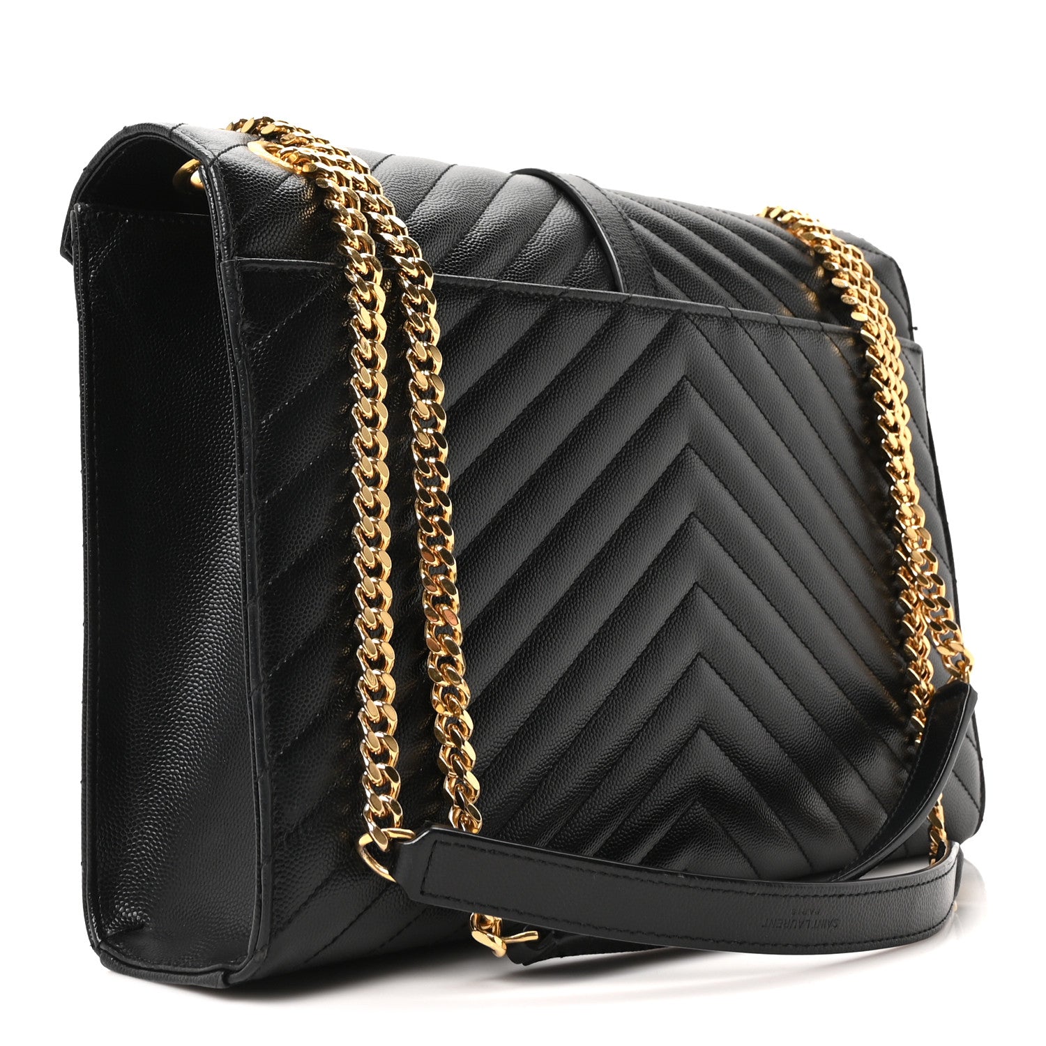 Saint Laurent Grain De Poudre Textured Mixed Matelasse Large Triquilt Monogram Satchel Black 3 of 10