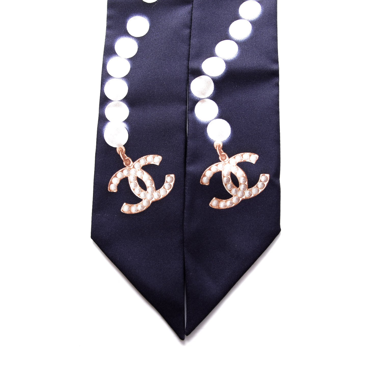 Silk Pearl CC Slim Bandeau Scarf Navy
