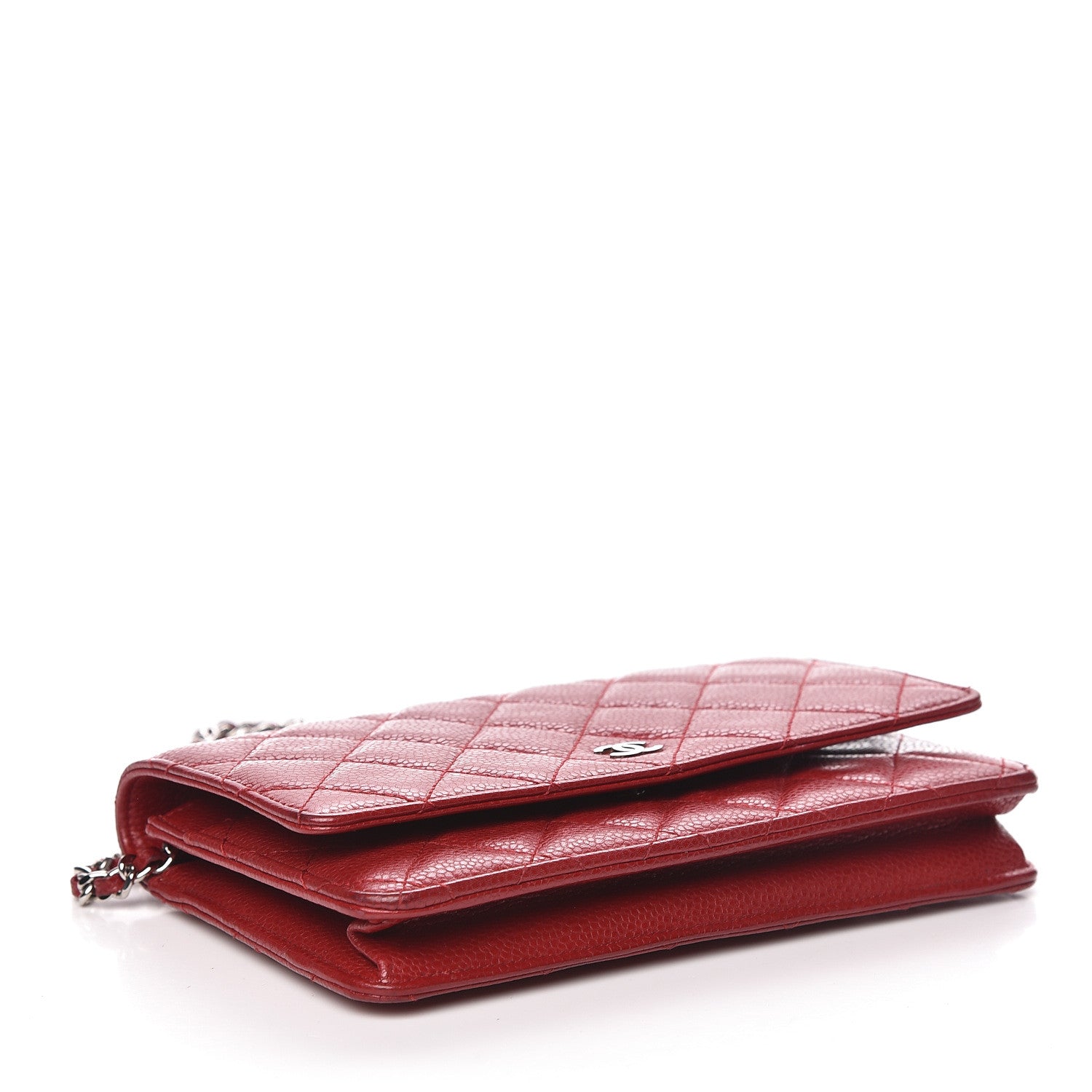 Chanel Caviar Quilted Wallet on Chain WOC Red 4 of 14