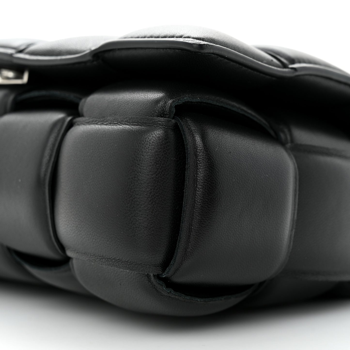 Lambskin Maxi Intreccio Padded Chain Cassette Crossbody Bag Black