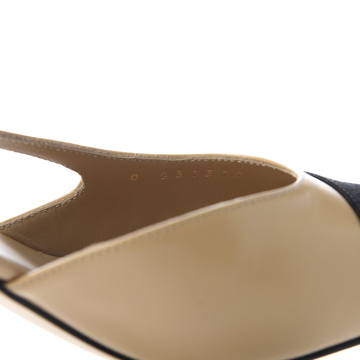 Chanel Goatskin Grosgrain Cap Toe CC Slingback Pumps 36.5 Beige Black 9 of 10