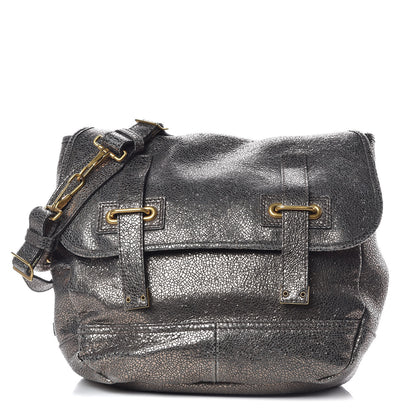 Saint Laurent Metallic Calfskin Large Besace Tote Volcano Silver 1 of 8