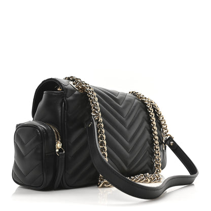 Gucci Calfskin Matelasse Small GG Marmont Multi Pocket Shoulder Bag Black 3 of 10