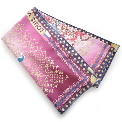 Louis Vuitton Silk Monogram Map Square Scarf Cassis 10 of 11