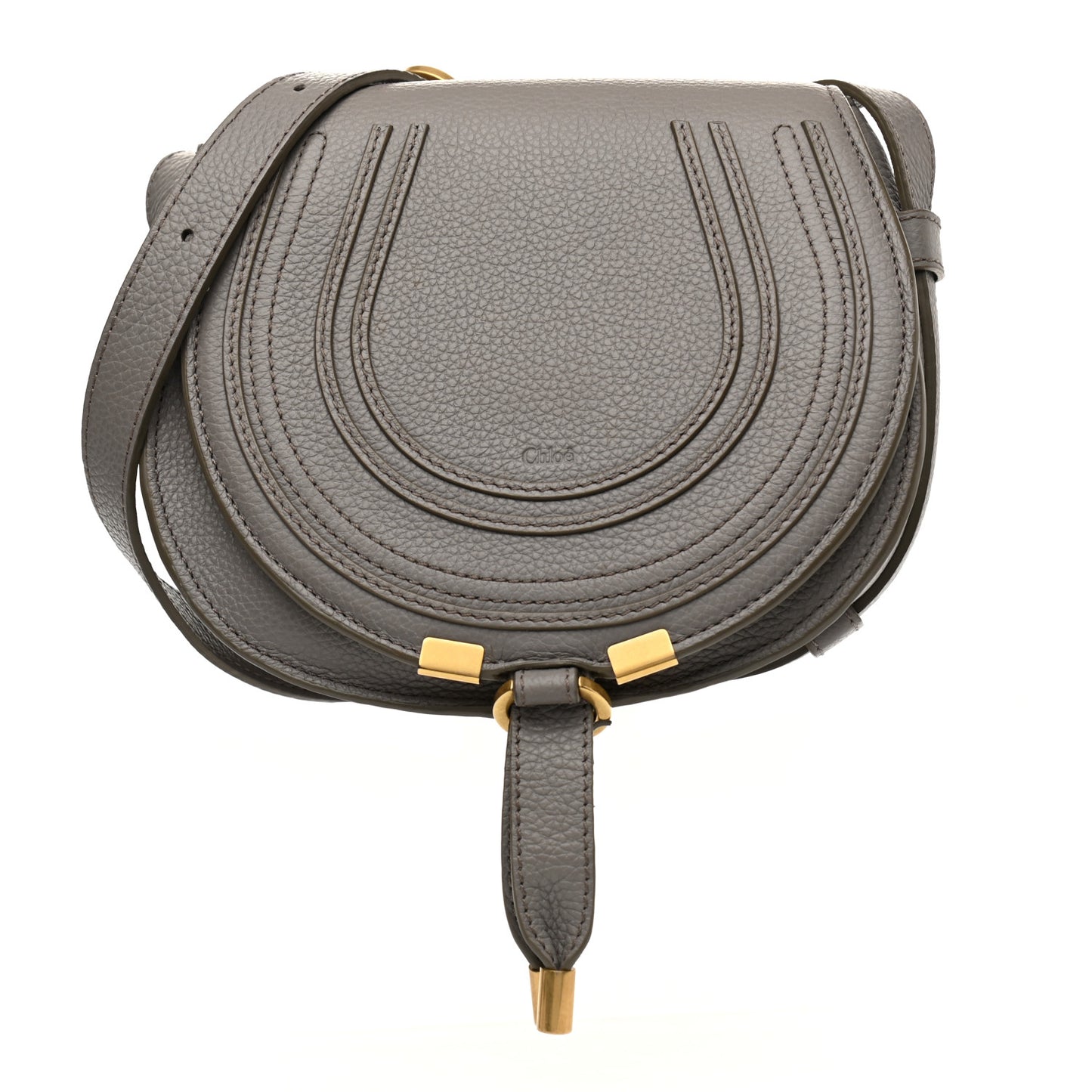 Calfskin Mini Marcie Round Crossbody Bag Cashmere Grey