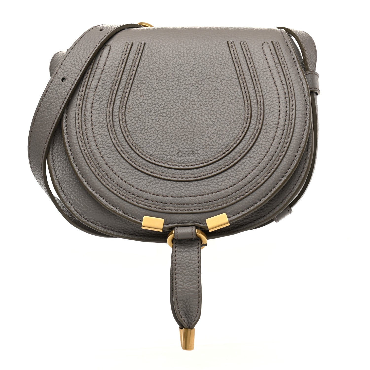 Chloe Calfskin Mini Marcie Round Crossbody Bag Cashmere Grey 1 of 12