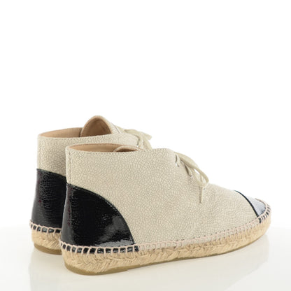 Chanel Crackled Calfskin High Top Espadrilles 41 Light Beige Black 4 of 8