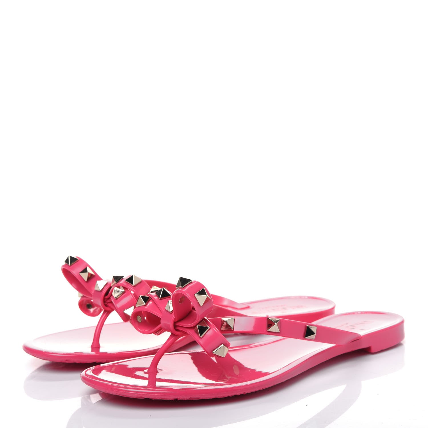 Valentino Garavani PVC Jelly Rockstud Bow Thong Sandals 37 Pink 3 of 9