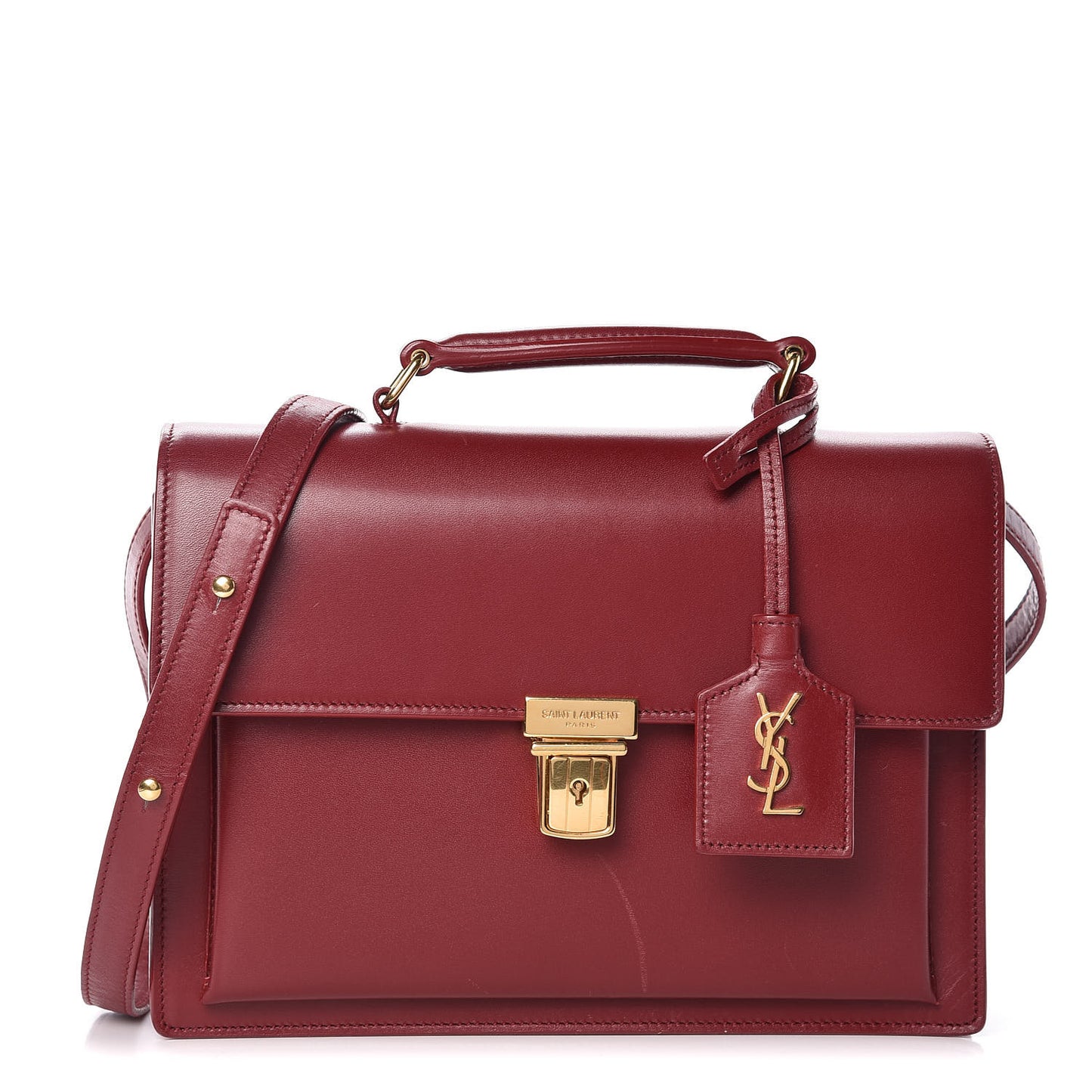 Smooth Calfskin Medium High School Satchel Red