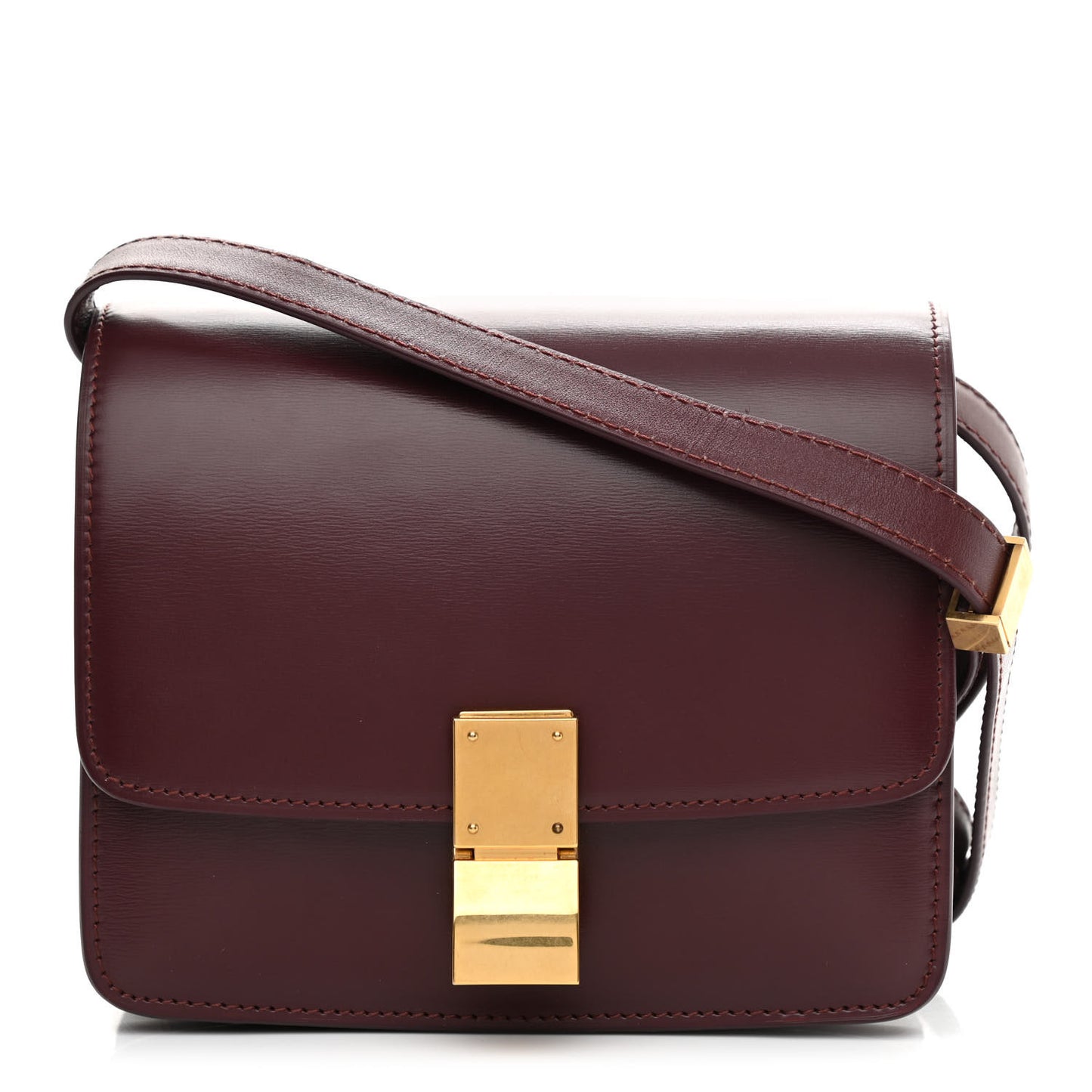 Box Calfskin Small Classic Box Flap Bag Burgundy
