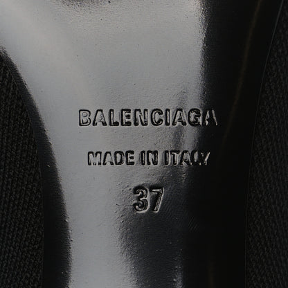 Balenciaga Recycled Knit Logo Pointed Toe Knife 40mm Booties 37 Black White 6 of 8