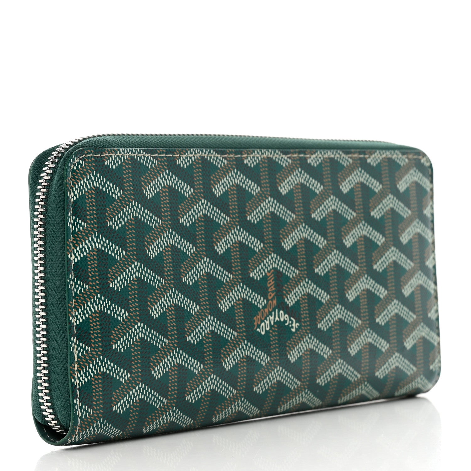 Goyard Goyardine Matignon Zip Around GM Wallet Green 3 of 7