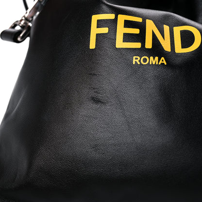 Fendi Soft Nappa Logo Small Drawstring Pouch Bag Black Sunflower 12 of 14